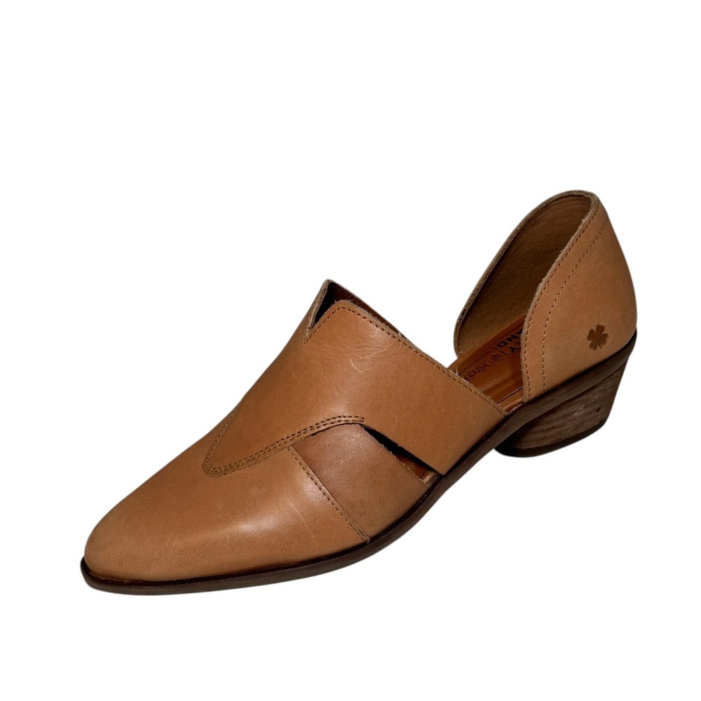 New Lucky Brand Minnsy leather cutout low-heel shooties Tan Size 7.5